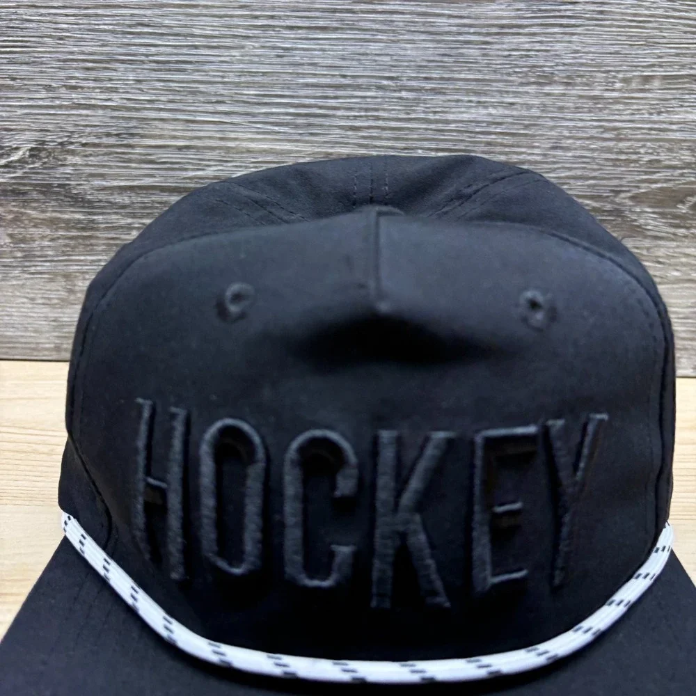 ChalkTalk Sports Hat Cap Snap Back Youth Black Ice Hockey Rope Performance Boys